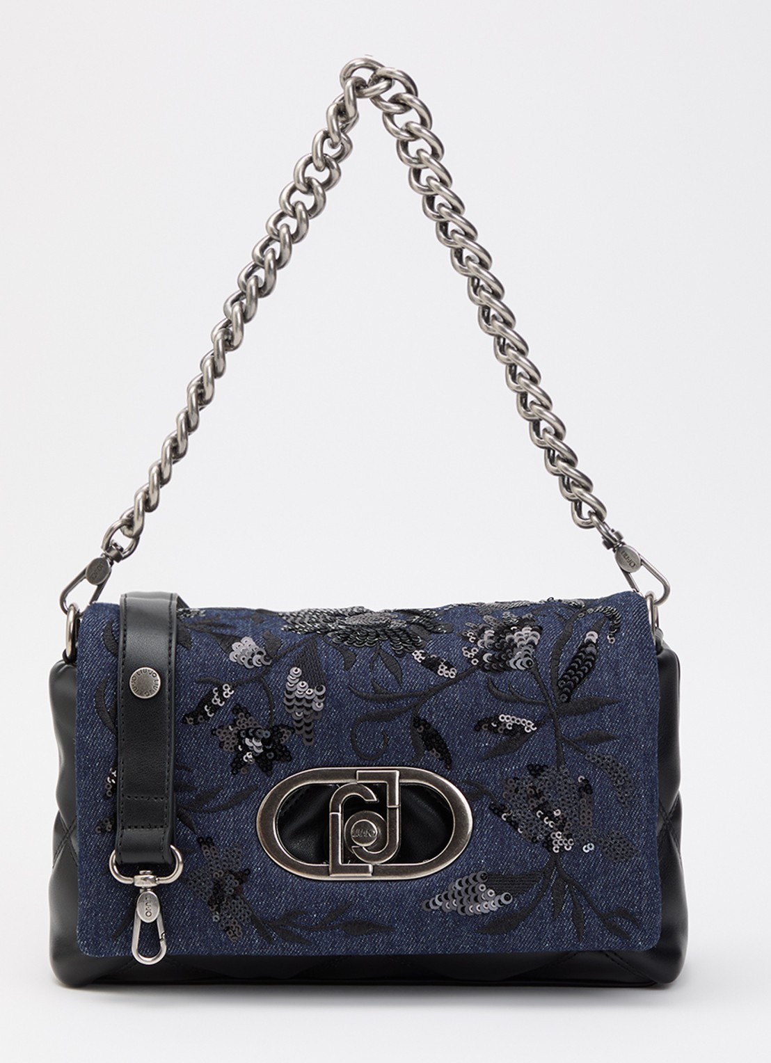 Liu Jo Medium LaPuffy crossbodytas met quilt patroon en afneembare schouderriem - voorkant 4 donkerblauw