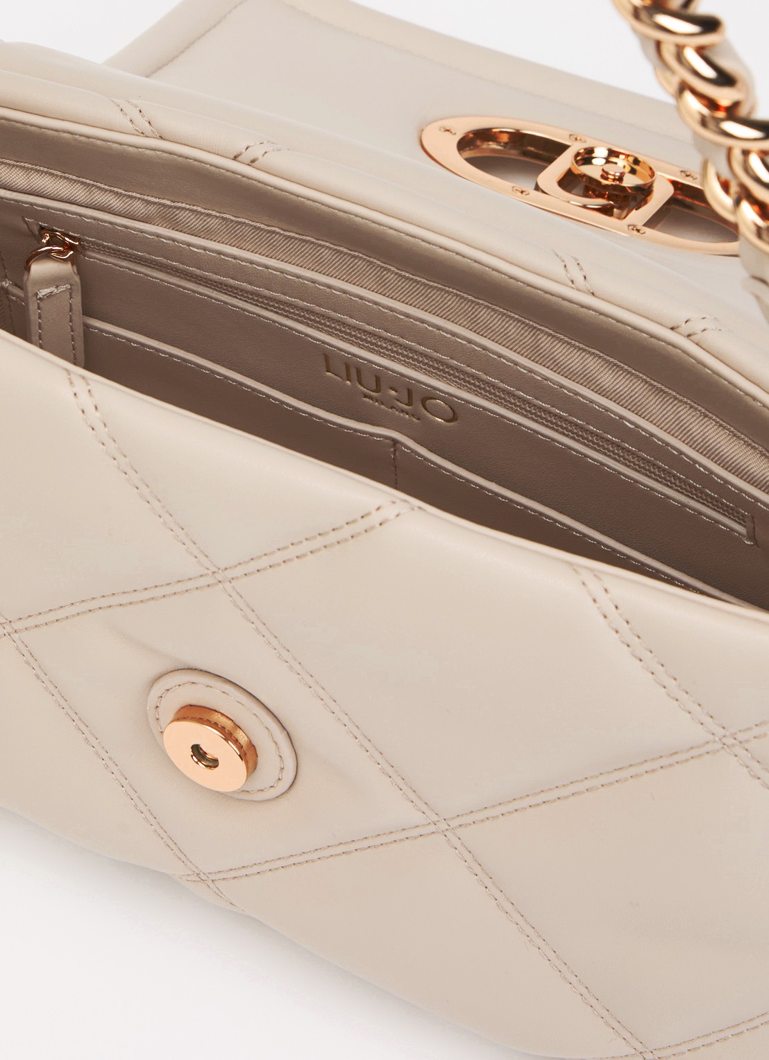 Liu Jo Medium LaPuffy schoudertas met quilt patroon en afneembare schouderriem - detail 2 creme