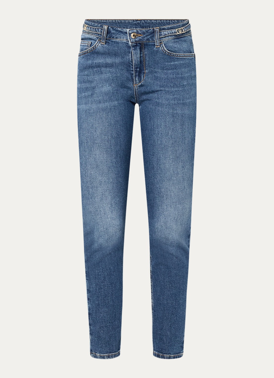 Liu Jo Mid waist cropped skinny jeans met medium wassing - voorkant 4 indigo