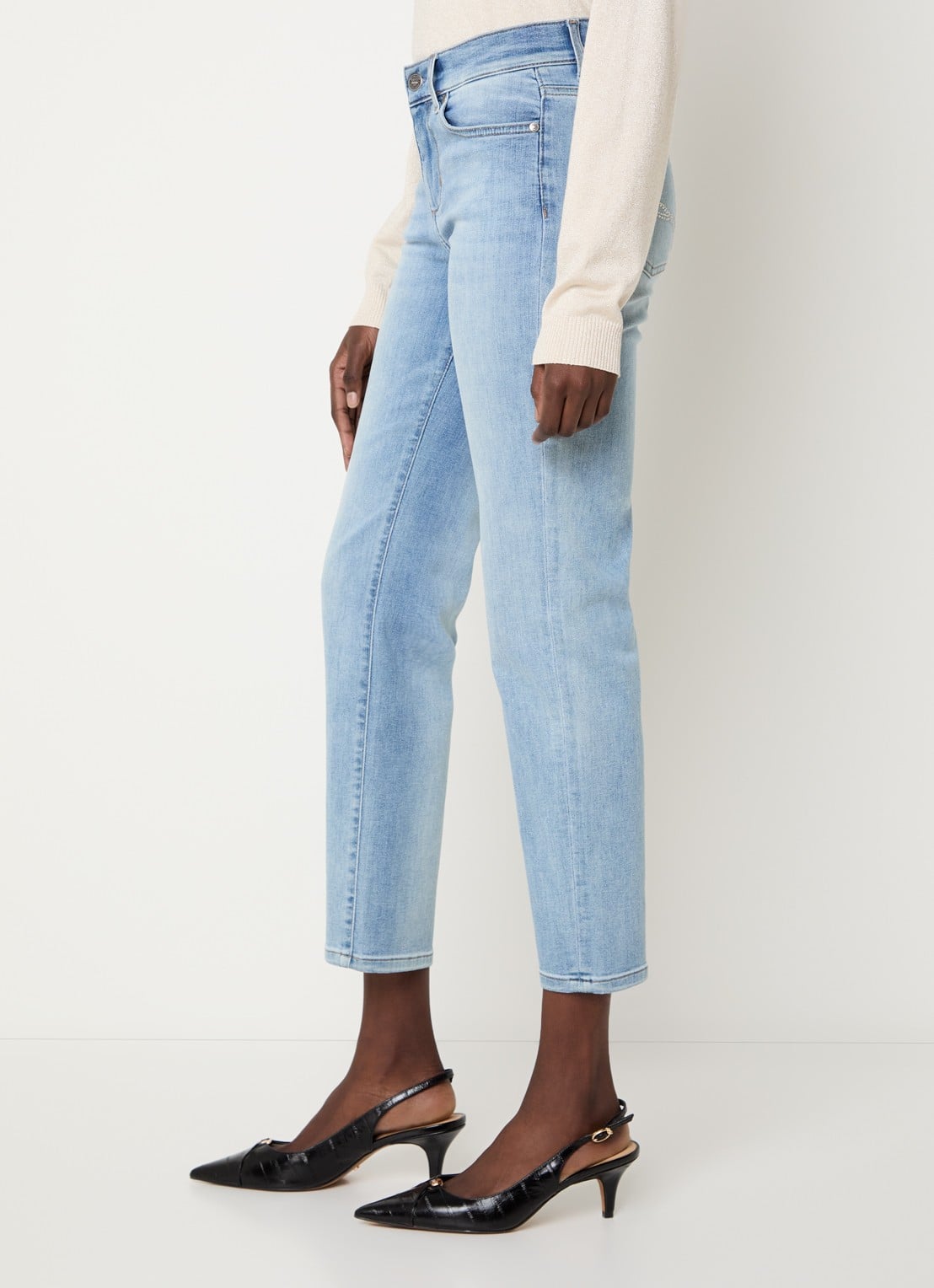 Liu Jo Mid waist cropped slim fit jeans met lichte wassing - detail 4 indigo