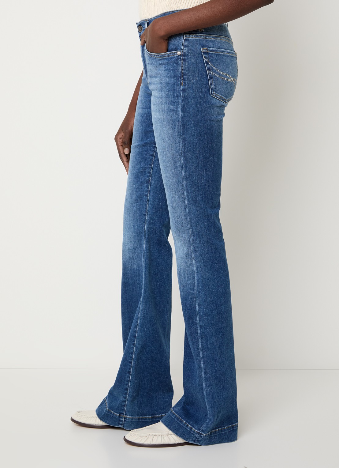 Liu Jo Mid waist flared jeans met donkere wassing - detail 2 indigo