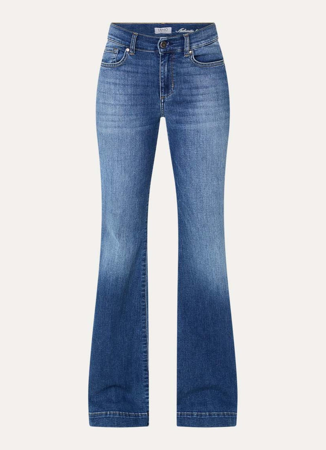 Liu Jo Mid waist flared jeans met donkere wassing - voorkant 3 indigo