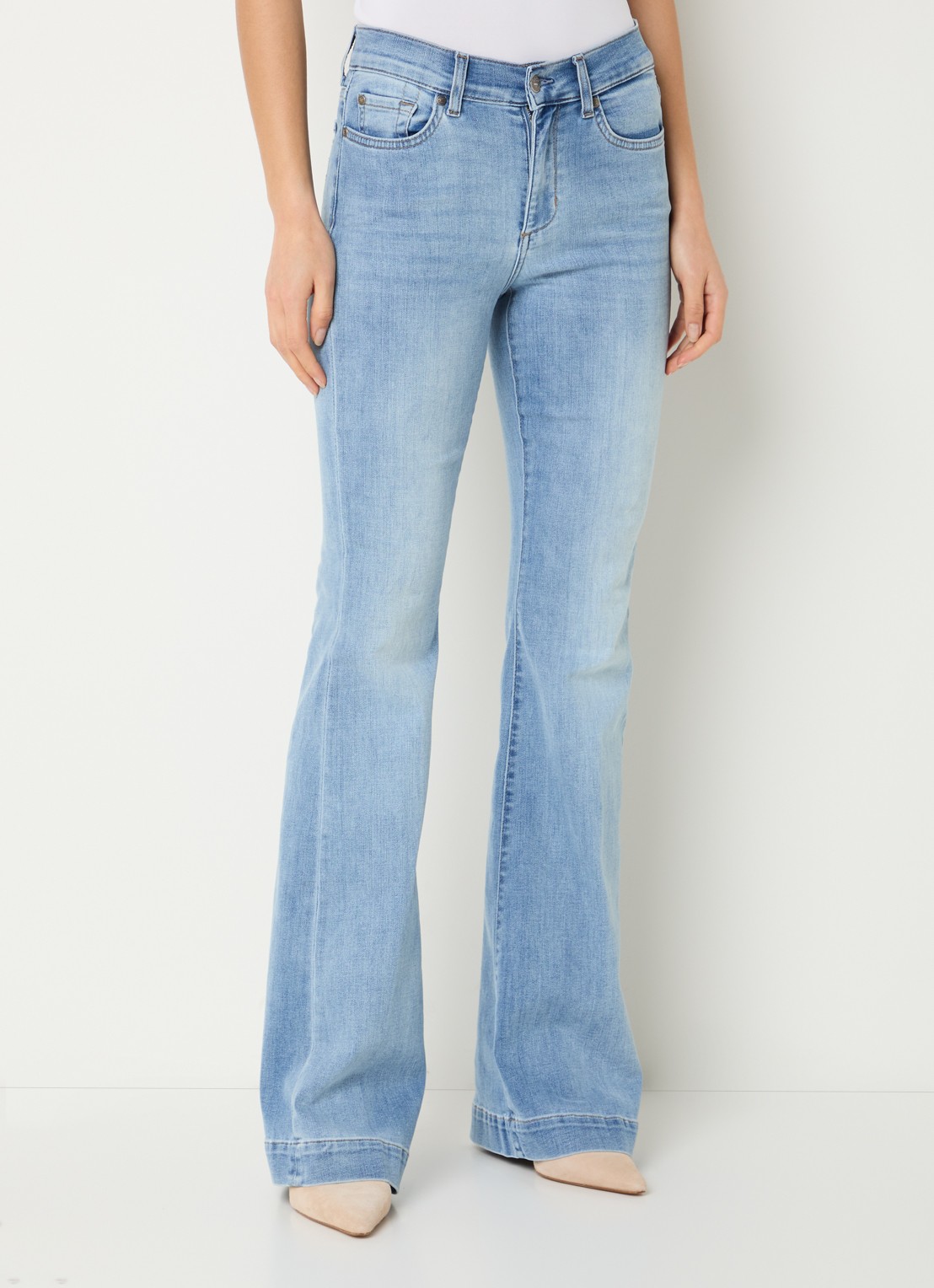 Liu Jo Mid waist flared jeans met donkere wassing - detail 2 blauwgrijs