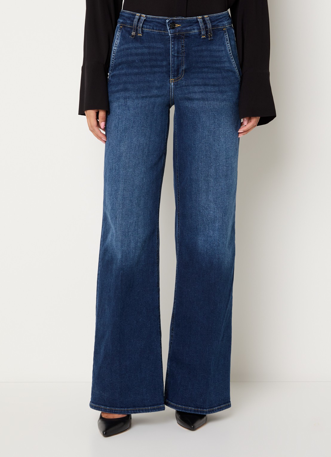 Liu Jo Mid waist flared jeans met donkere wassing - detail 3 indigo