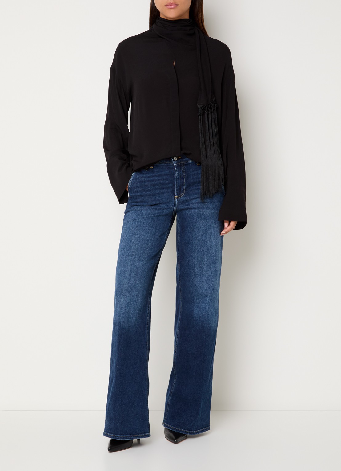 Liu Jo Mid waist flared jeans met donkere wassing - voorkant 2 indigo