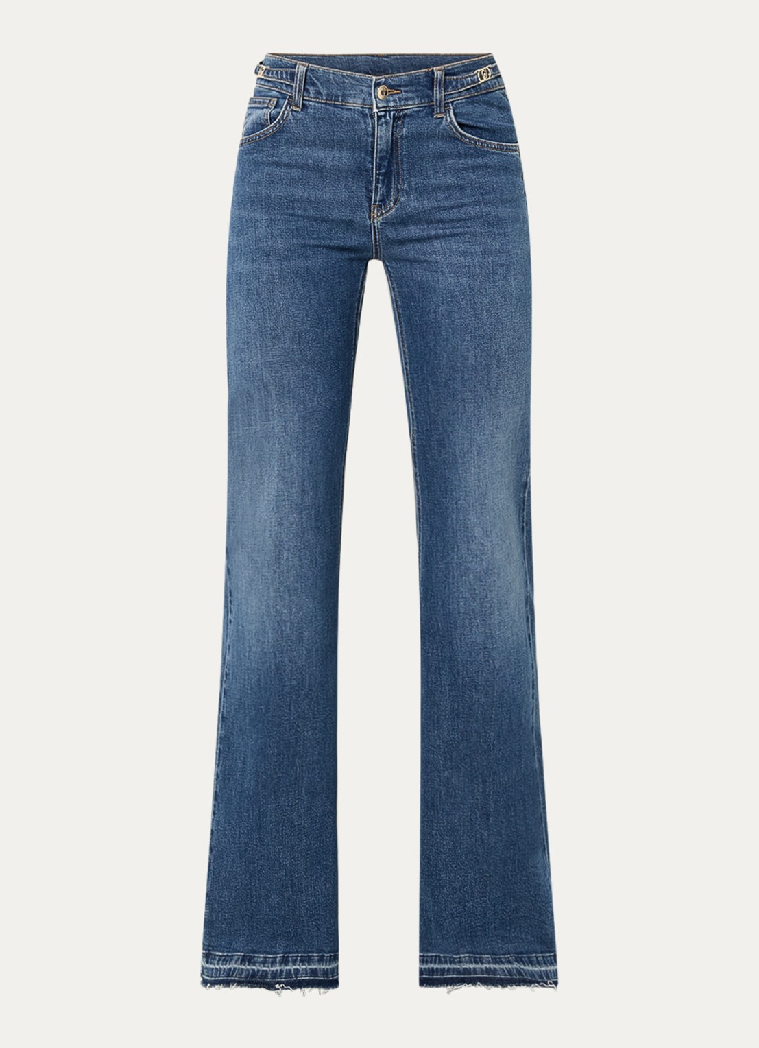Liu Jo Mid waist flared jeans met medium wassing - voorkant 4 indigo
