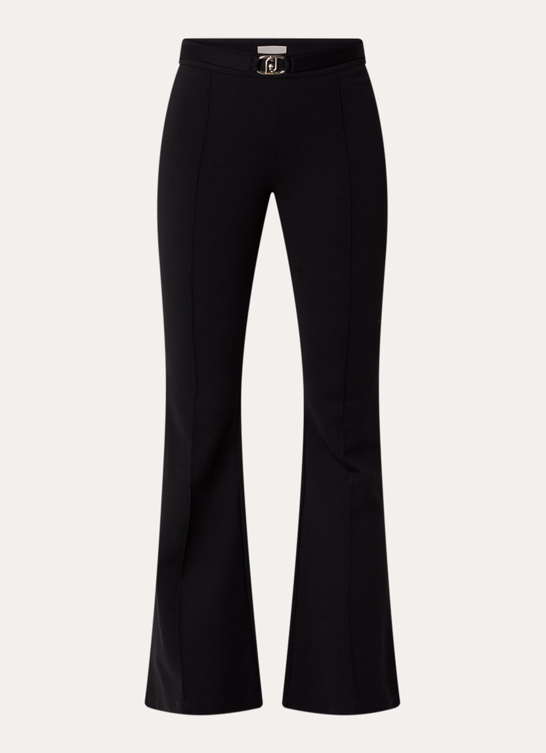 Liu Jo Mid waist flared pantalon met persplooi - voorkant 2 zwart
