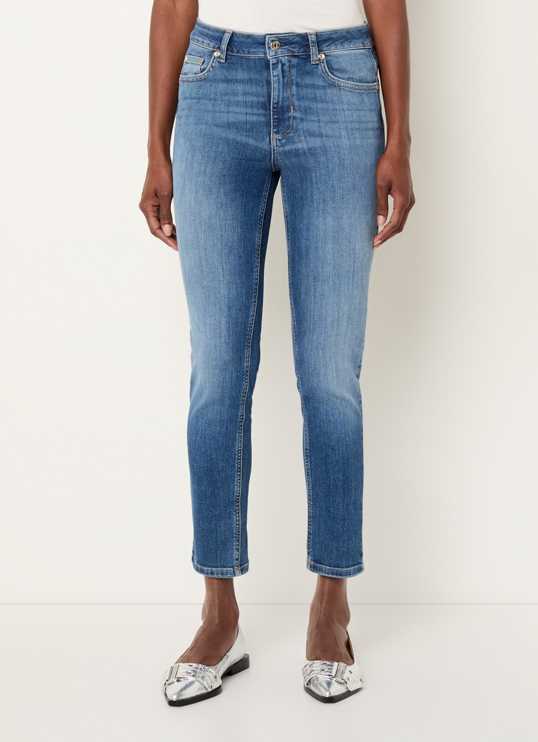 Liu Jo Mid waist skinny cropped jeans met medium wassing - detail 4 indigo