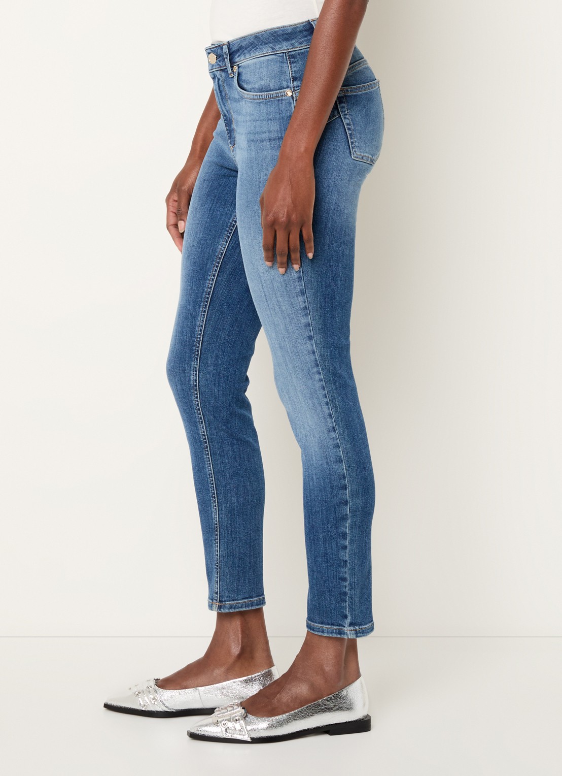 Liu Jo Mid waist skinny cropped jeans met medium wassing - detail 5 indigo
