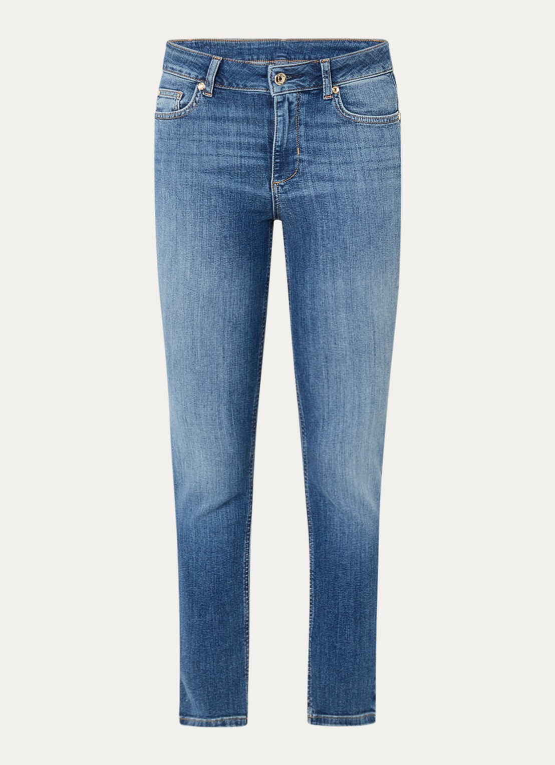 Liu Jo Mid waist skinny cropped jeans met medium wassing - voorkant 2 indigo