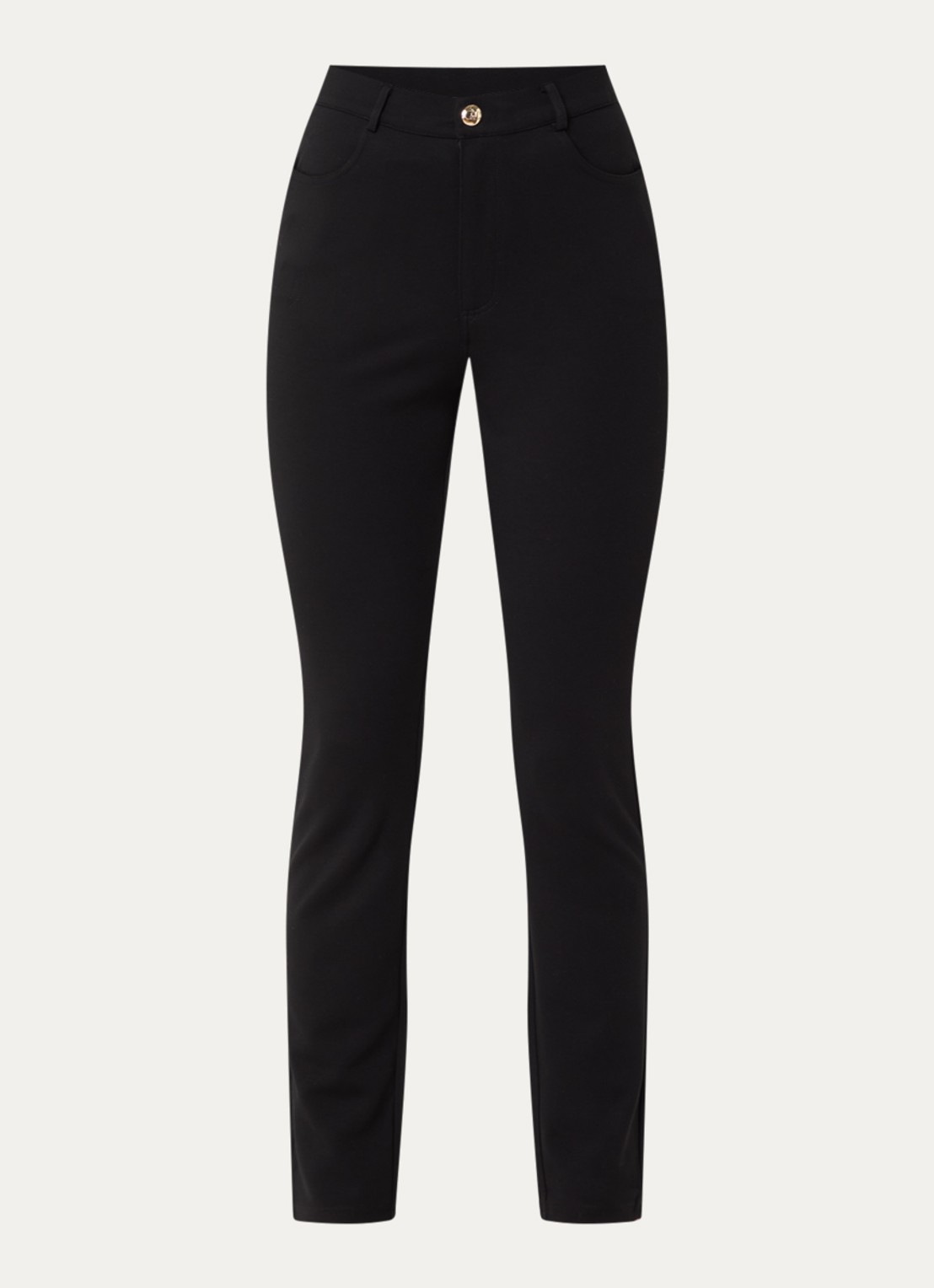 Liu Jo Mid waist slim fit broek van jersey met steekzakken - voorkant 2 zwart
