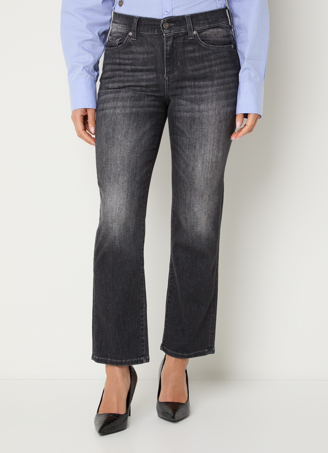 Liu Jo Mid waist slim fit jeans met gekleurde wassing - detail 2 donkergrijs