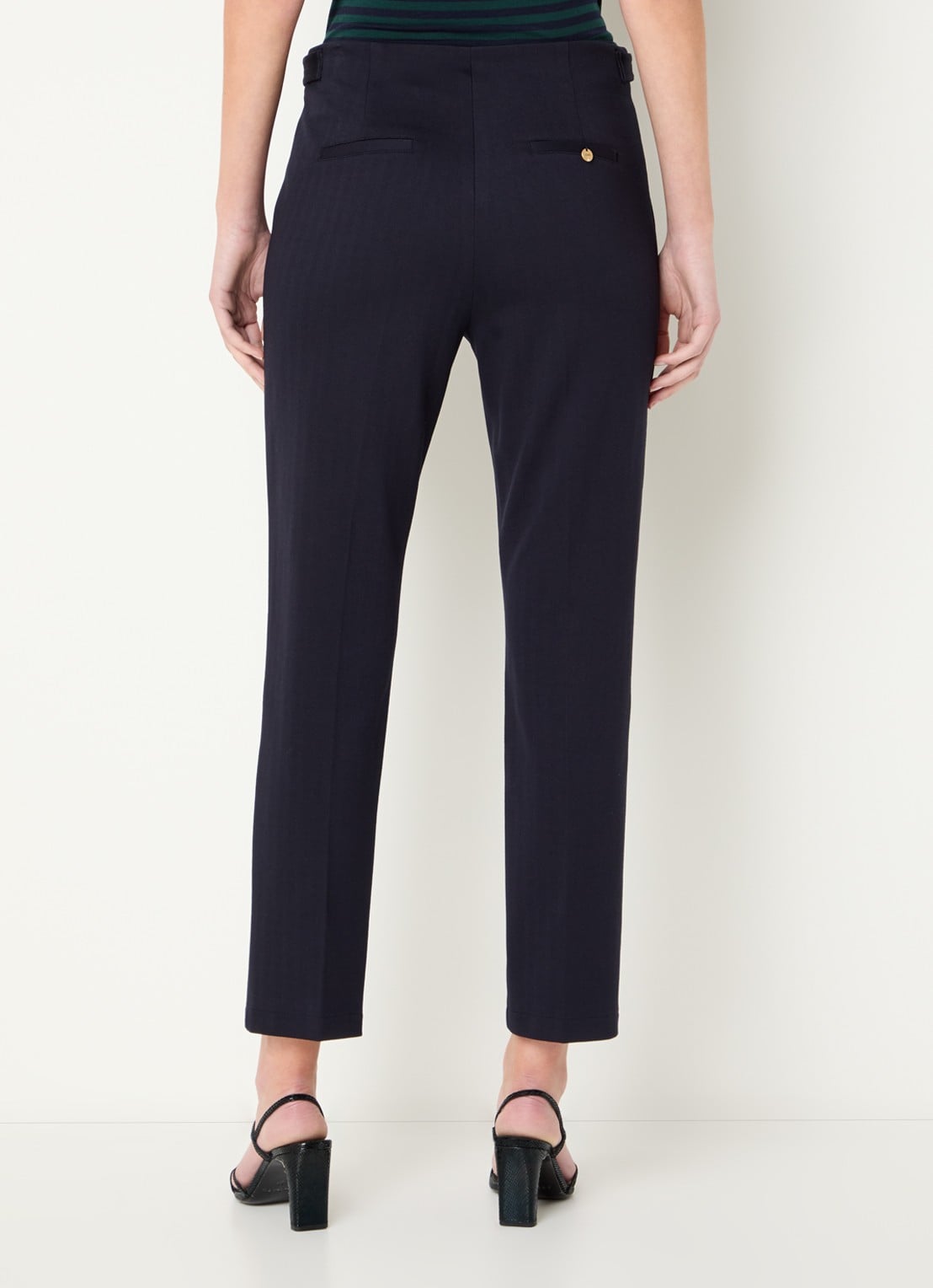 Liu Jo Mid waist slim fit pantalon met steekzakken - achterkant 4 donkerblauw