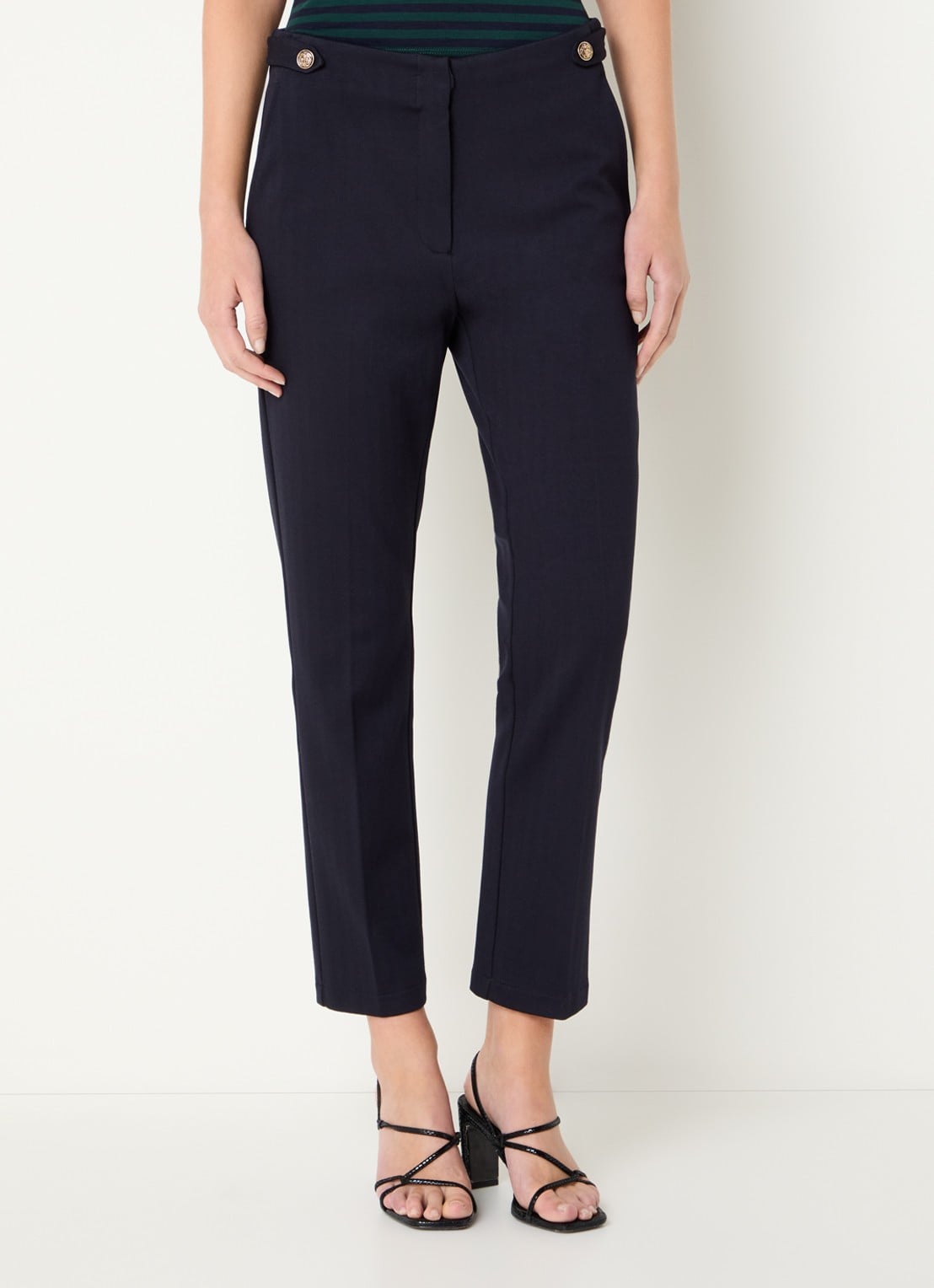 Liu Jo Mid waist slim fit pantalon met steekzakken - detail 3 donkerblauw