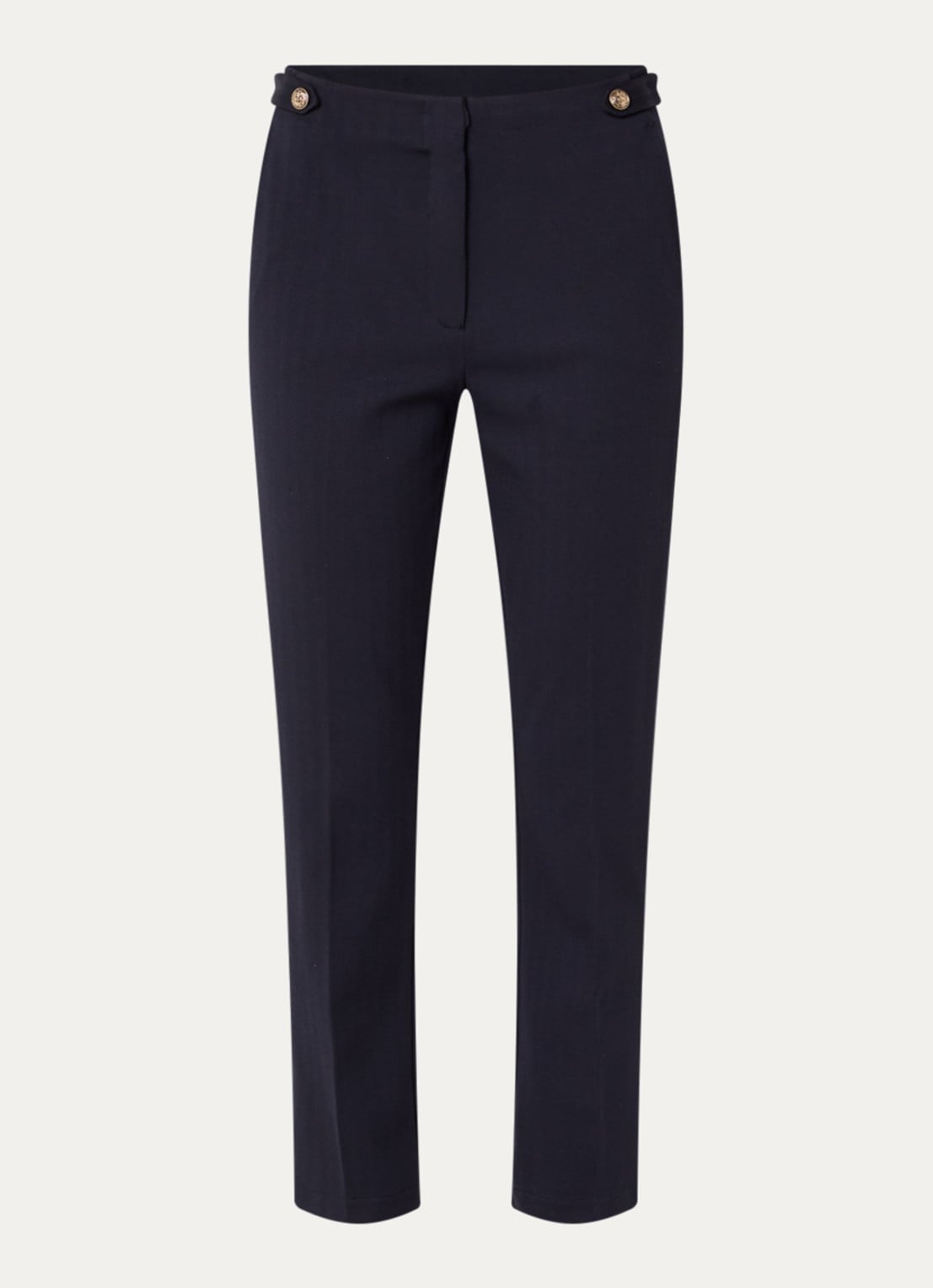 Liu Jo Mid waist slim fit pantalon met steekzakken - voorkant donkerblauw
