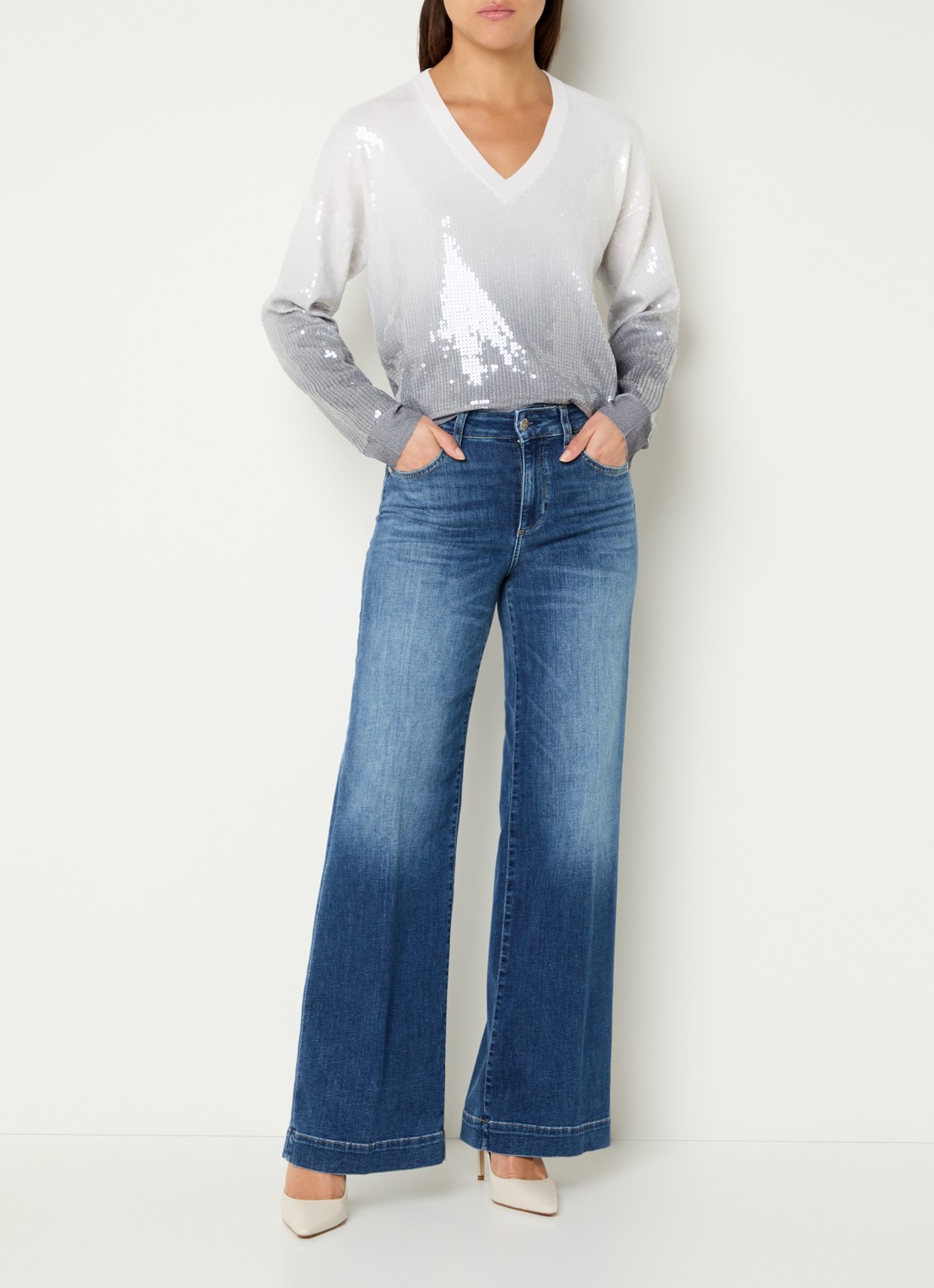 Liu Jo Mid waist straight fit jeans met medium wassing - voorkant 4 indigo