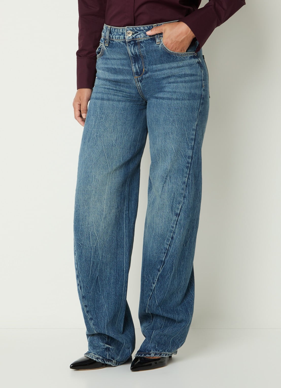 Liu Jo Mid waist straight leg jeans met asymmetrisch detail - detail 2 indigo
