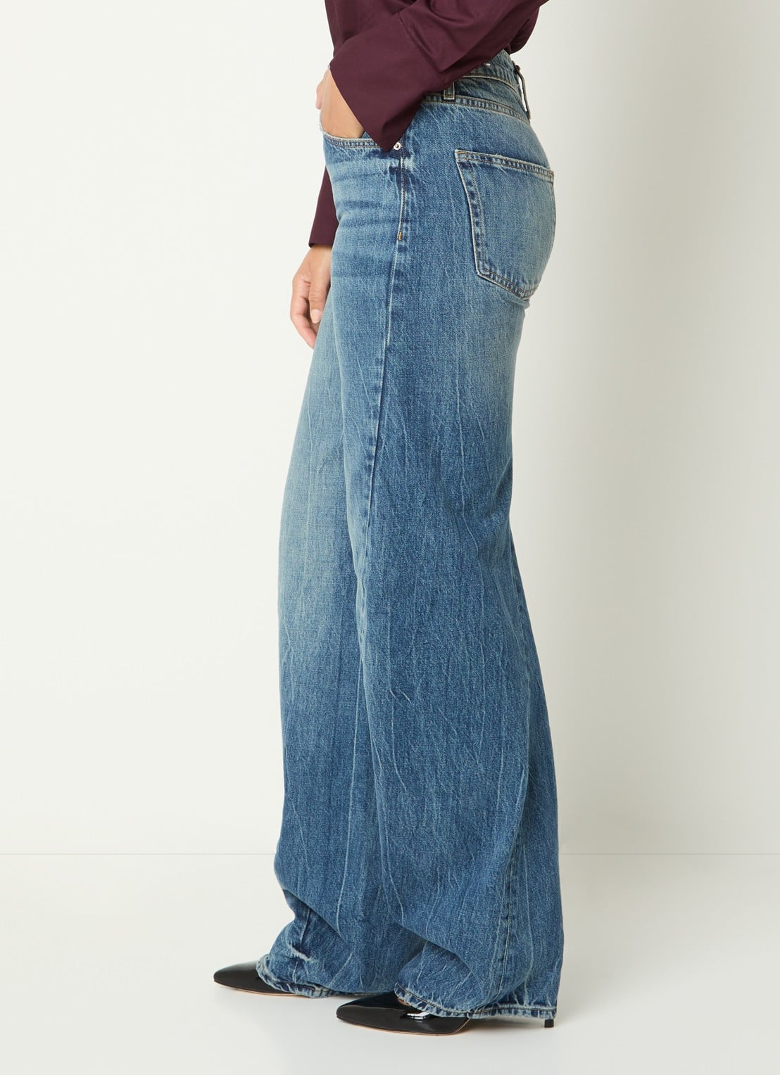Liu Jo Mid waist straight leg jeans met asymmetrisch detail - detail 3 indigo