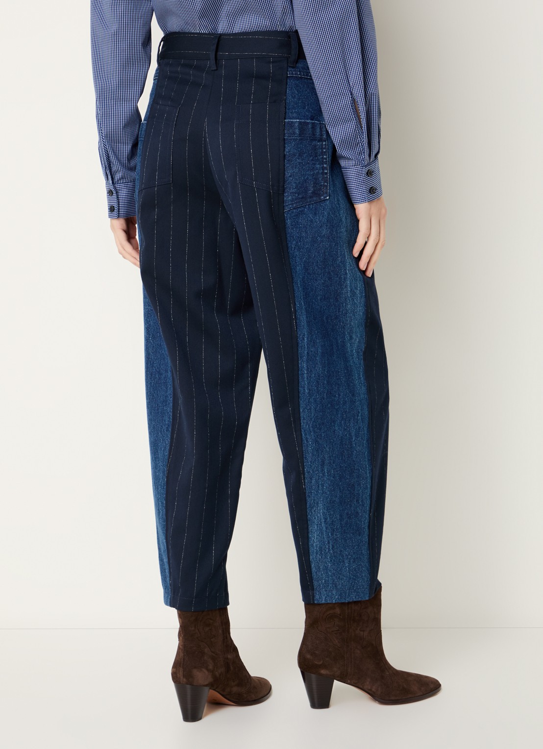Liu Jo Mid waist wide fit broek met medium wassing - achterkant 4 donkerblauw