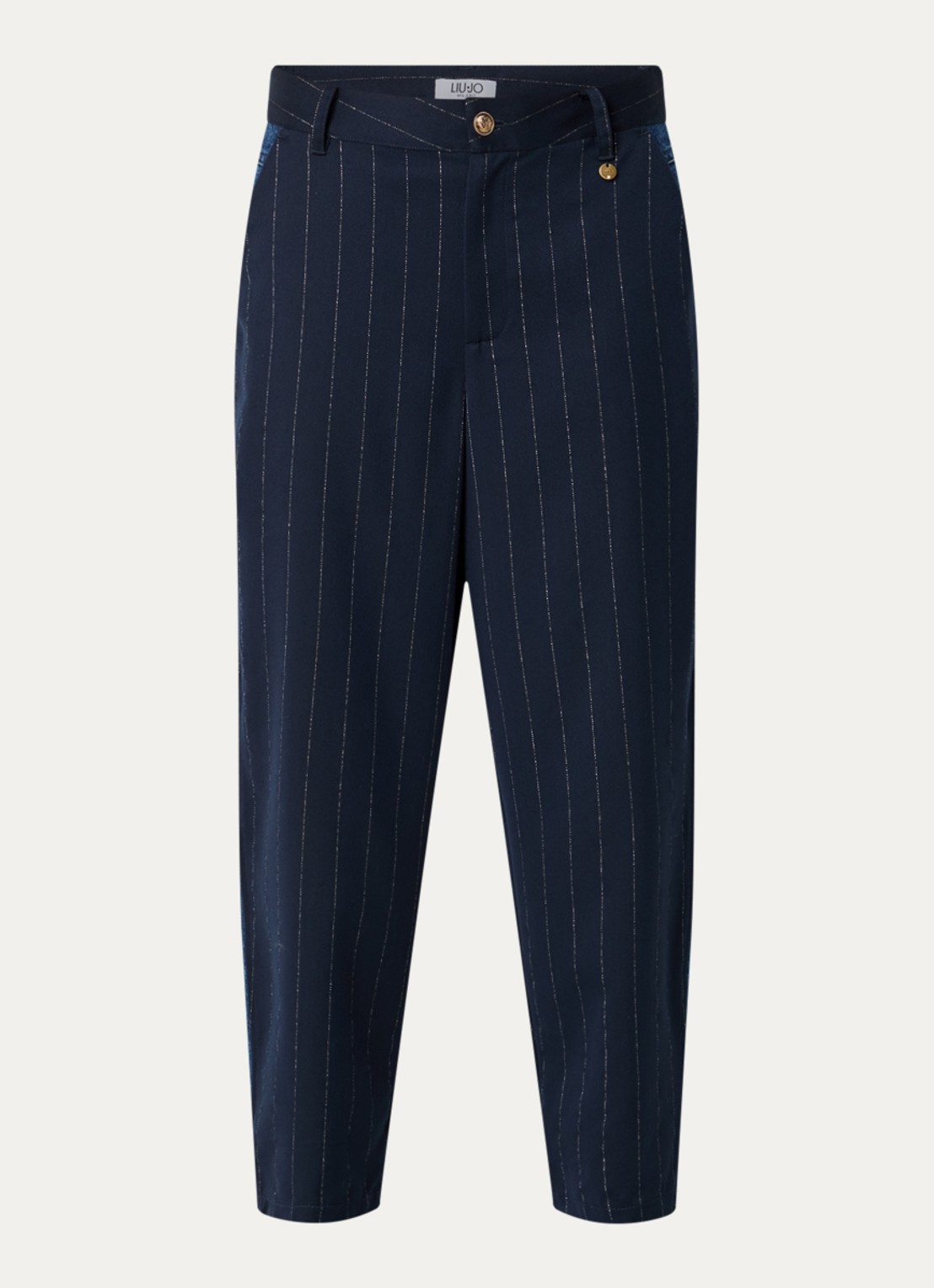 Liu Jo Mid waist wide fit broek met medium wassing - voorkant donkerblauw