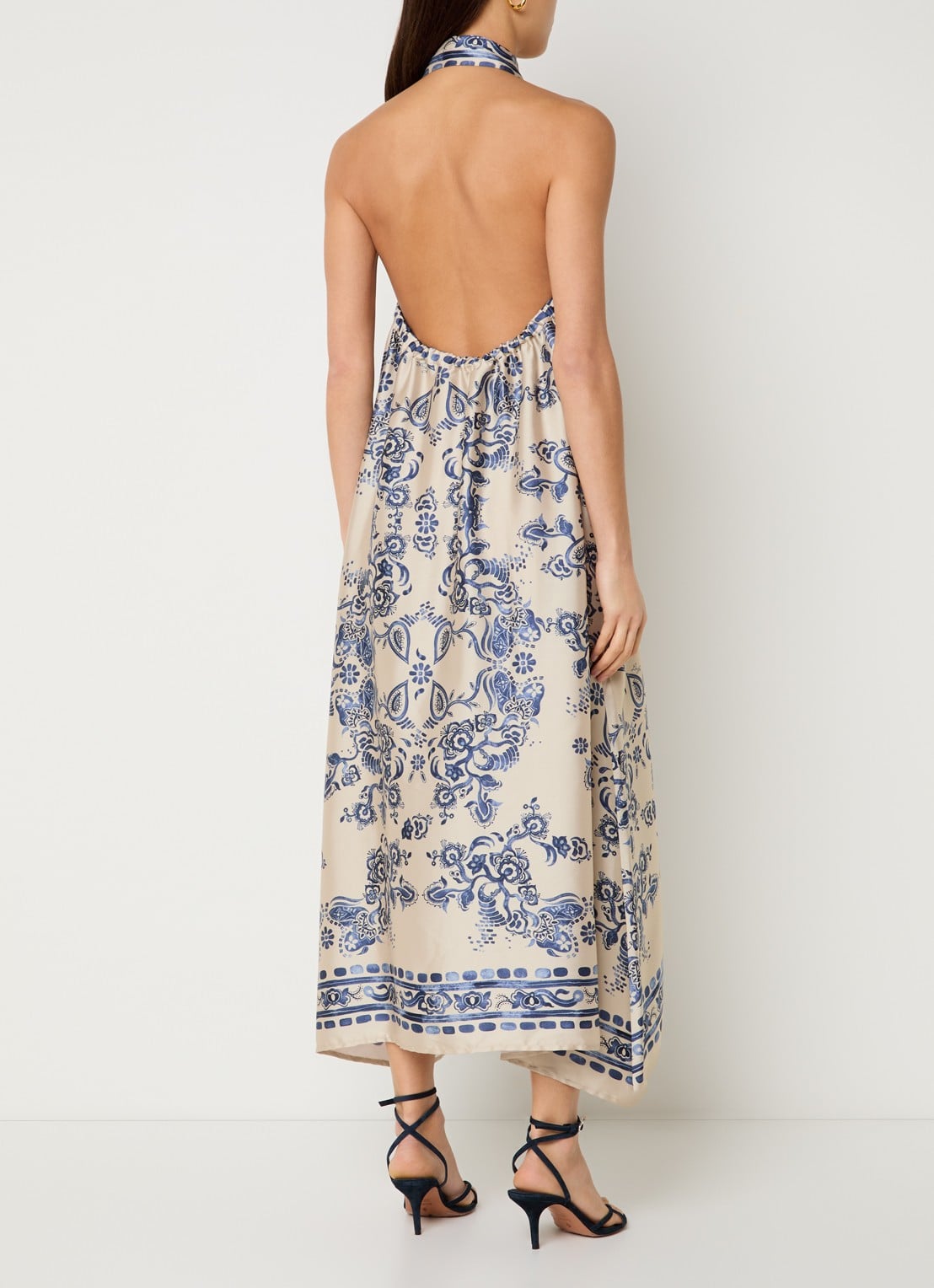 Liu Jo Midi blousejurk met bloemenprint - achterkant beige