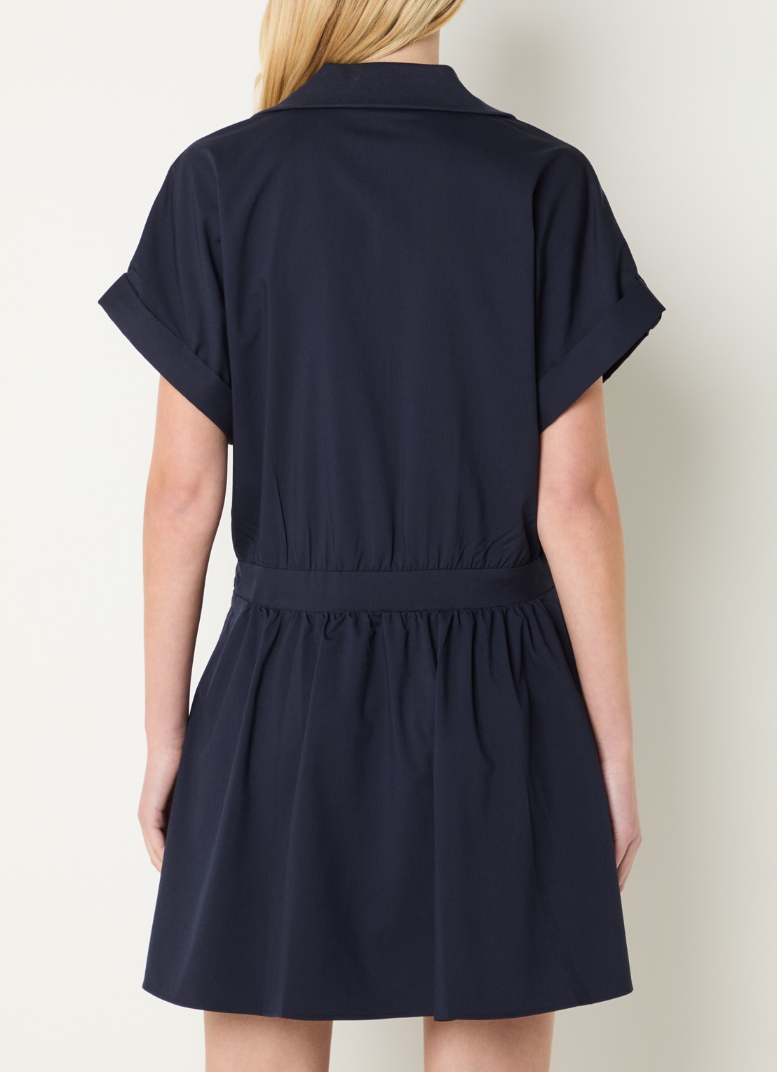 Liu Jo Mini A-lijn tuniekjurk met ceintuur in bambooblend - achterkant 4 donkerblauw