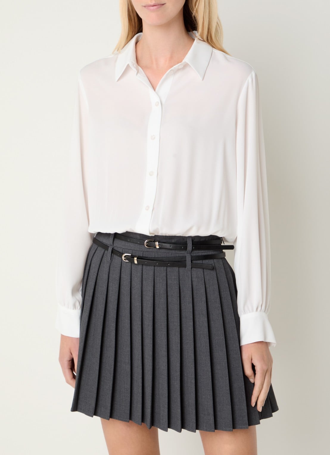 Liu Jo Mini blousejurk met ceintuur - detail gebroken wit