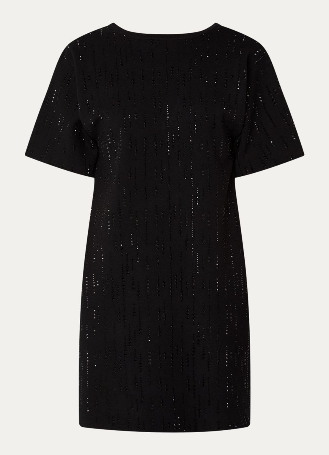 Liu Jo Mini jurk met boothals en strass - voorkant 3 zwart
