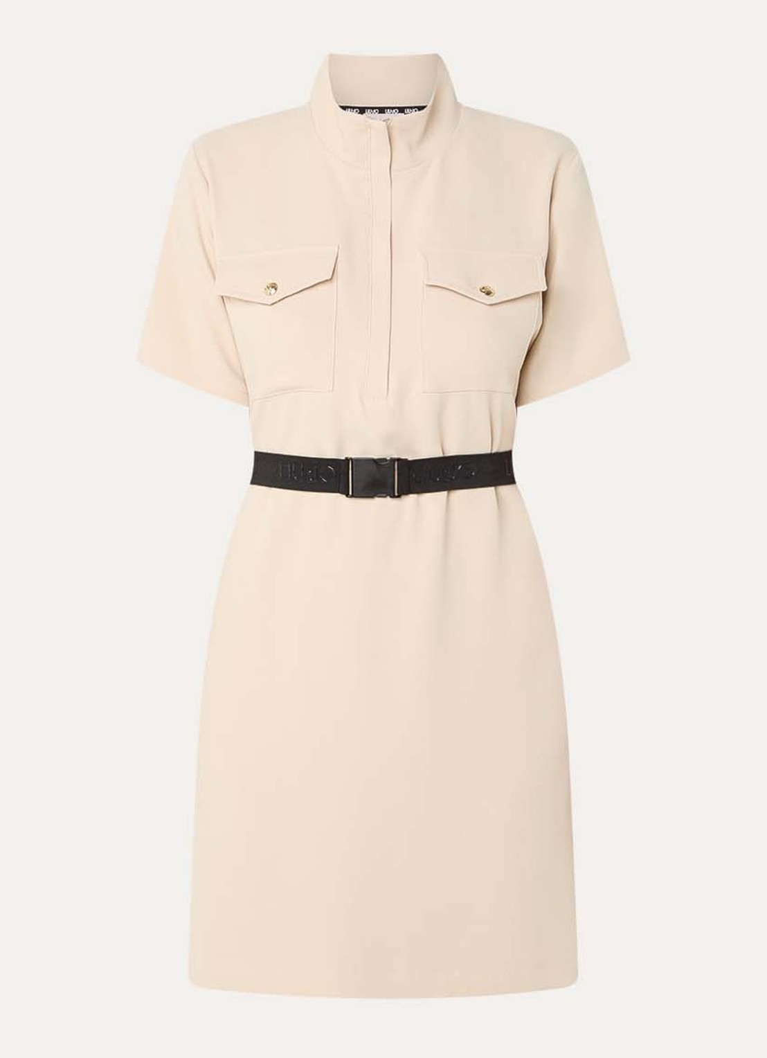 Liu Jo Mini jurk met ceintuur - voorkant 3 beige