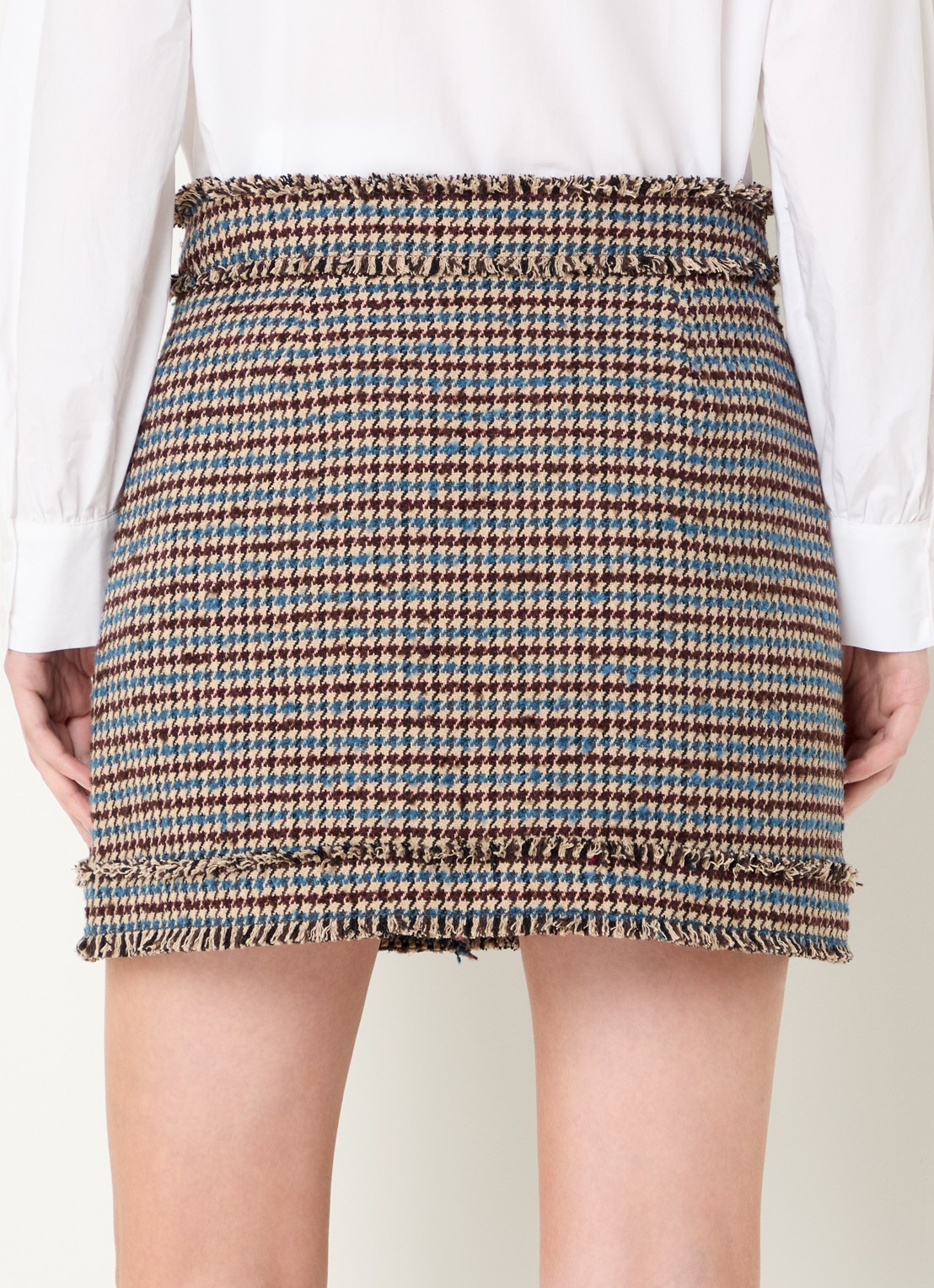 Liu Jo Mini rok met pied-de-poule dessin - achterkant camel