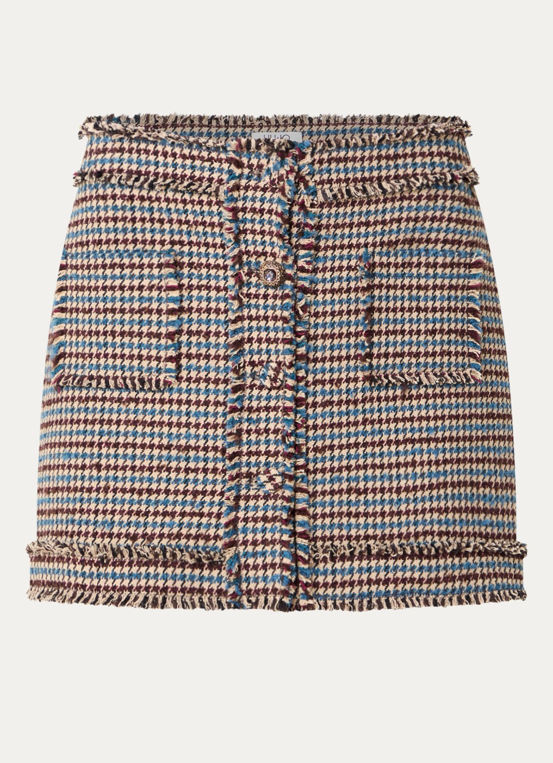 Liu Jo Mini rok met pied-de-poule dessin - voorkant 2 camel
