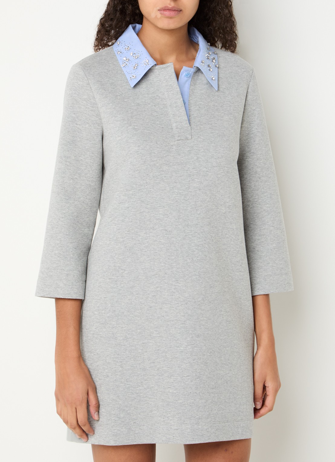 Liu Jo Mini trui-jurk met afneembare kraag - detail grijsmele
