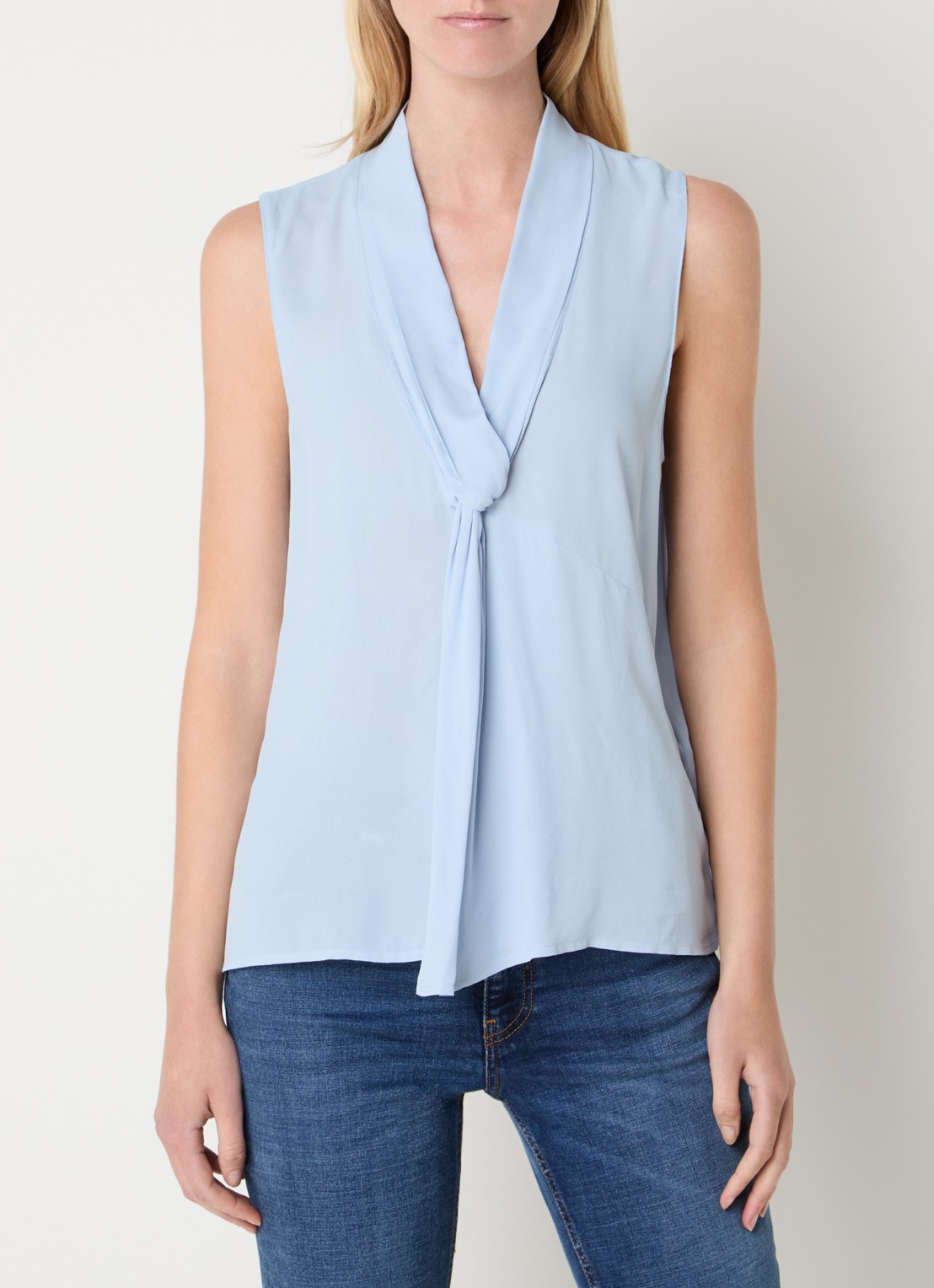 Liu Jo Mouwloze top met knoopdetail - detail 2 lichtblauw
