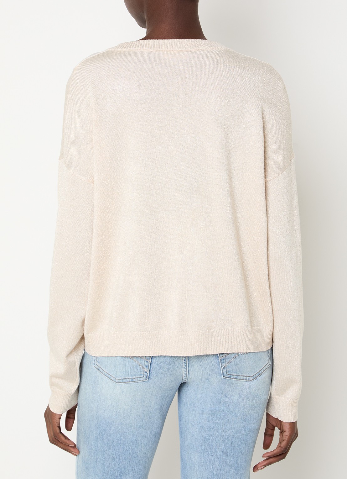 Liu Jo Pullover met lurex en details van mesh - achterkant creme