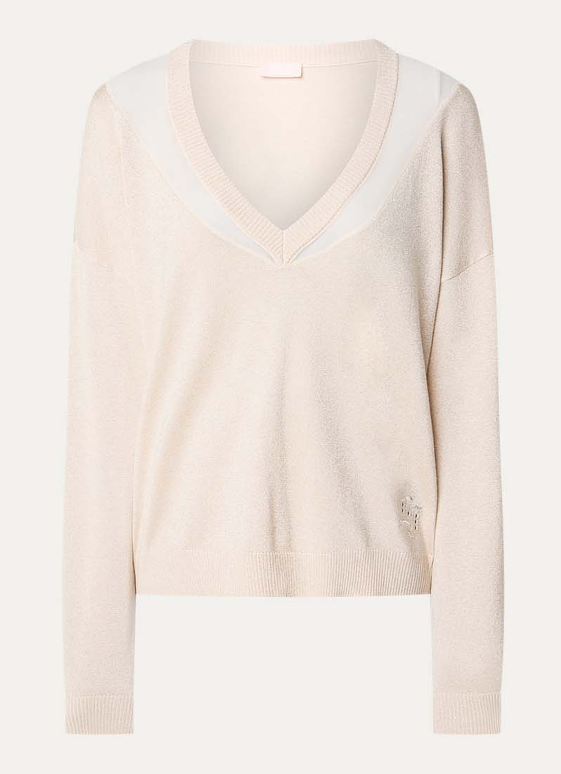 Liu Jo Pullover met lurex en details van mesh - voorkant 2 creme