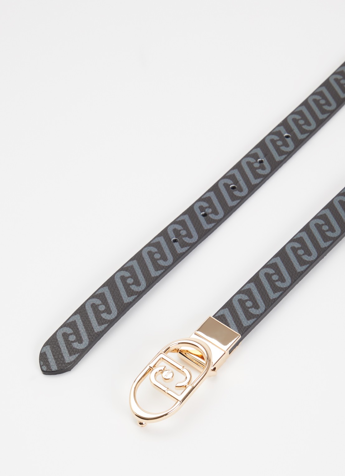 Liu Jo Reversible riem met logoprint  - detail zwart