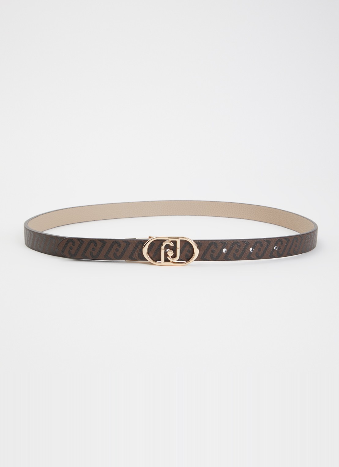 Liu Jo Reversible riem met logoprint  - voorkant hazelnootbruin