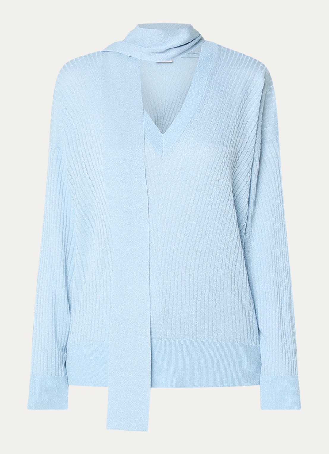 Liu Jo Ribgebreide pullover met sjaalkraag en lurex - voorkant 2 koper