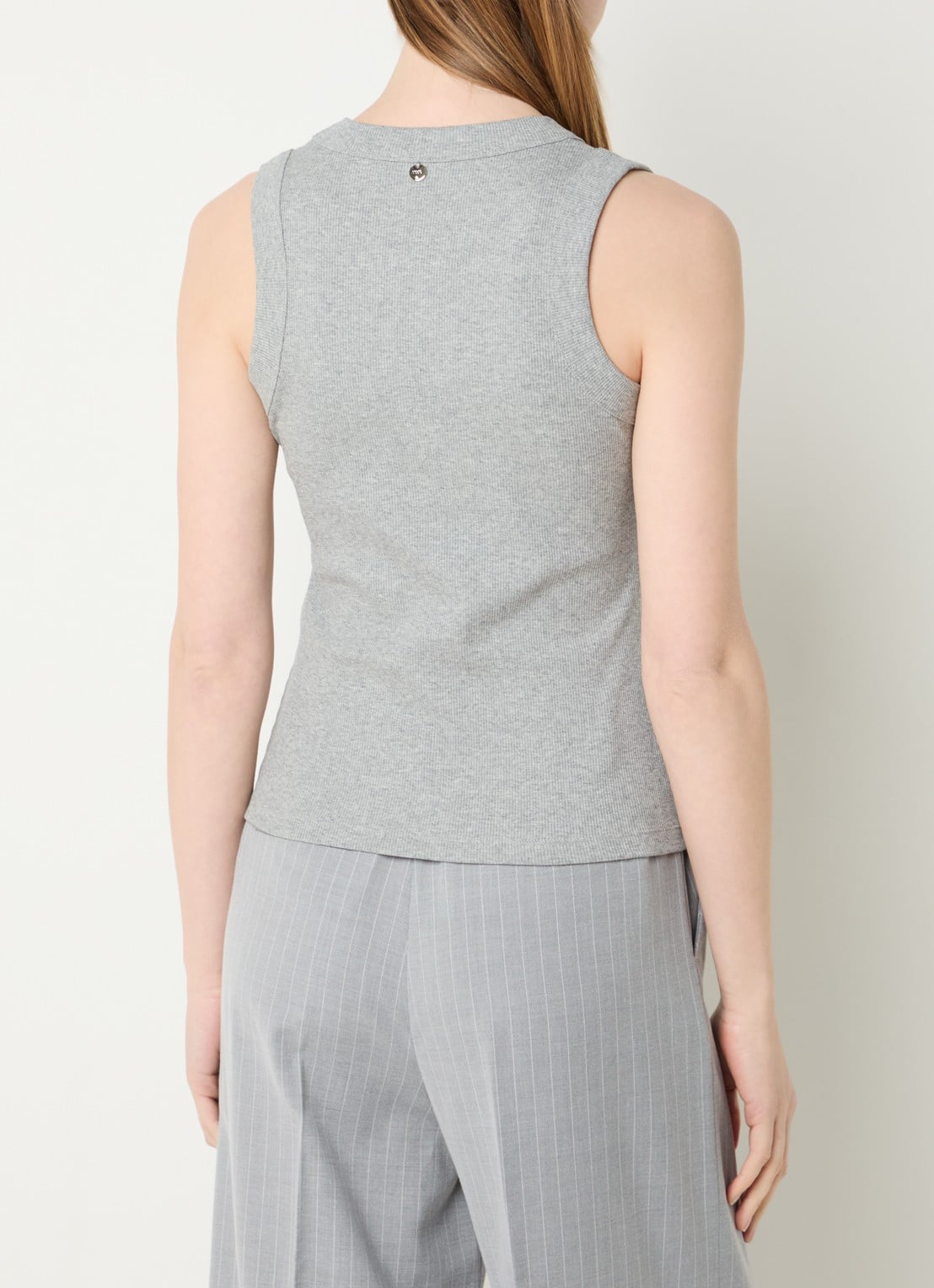 Liu Jo Ribgebreide tanktop met strass - achterkant 3 grijs