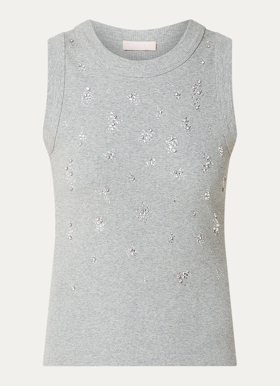 Liu Jo Ribgebreide tanktop met strass - voorkant grijs