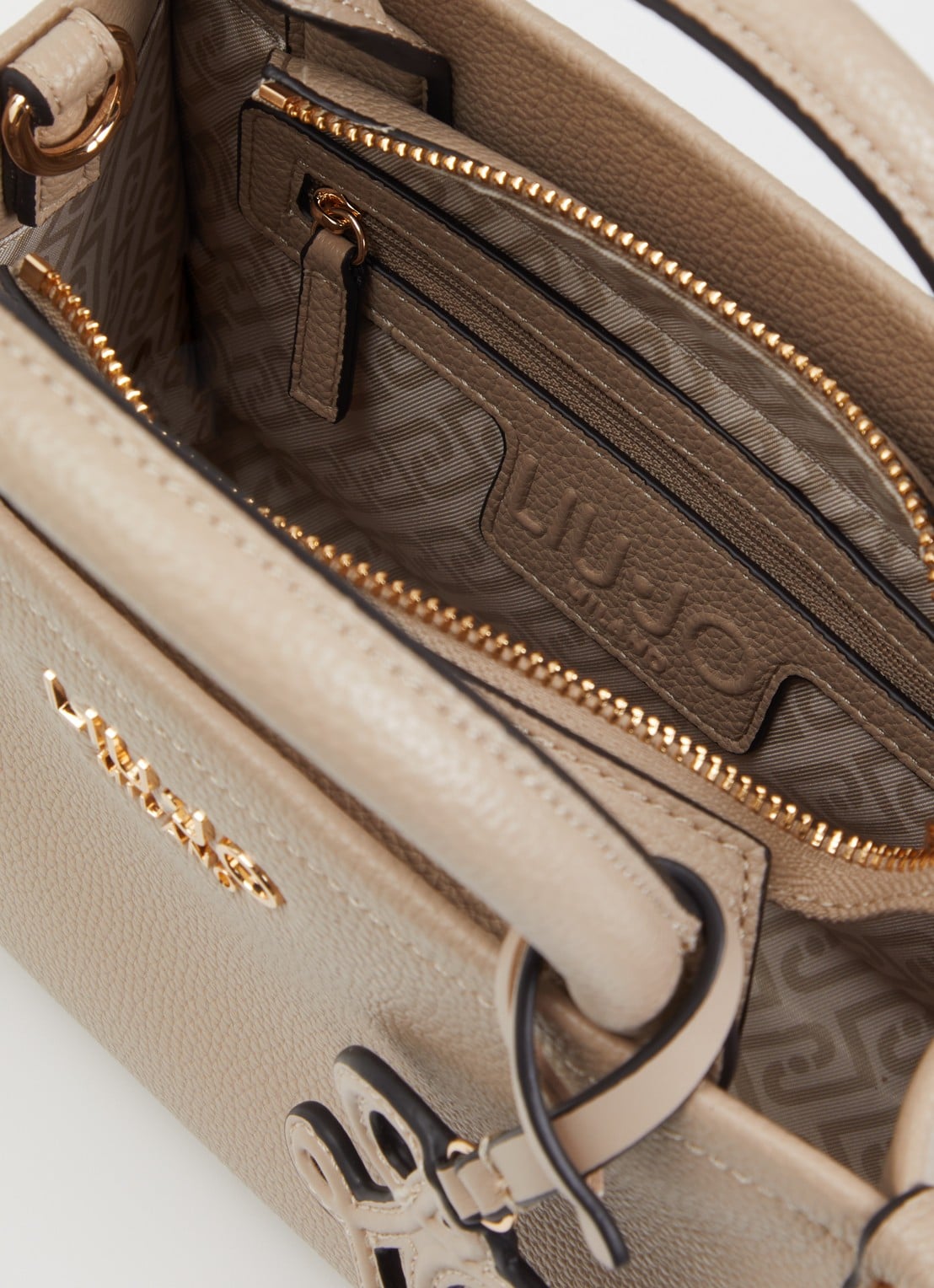 Liu Jo Ridhi handtas met tasbedel en logo - detail 2 donkerbeige
