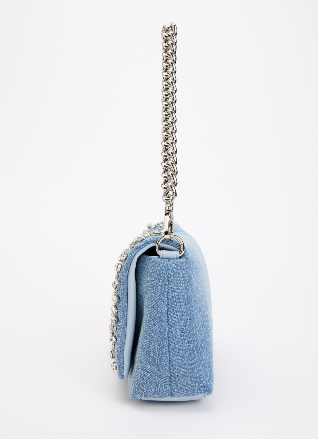 Liu Jo Schoudertas van denim met strass - detail 3 lichtblauw