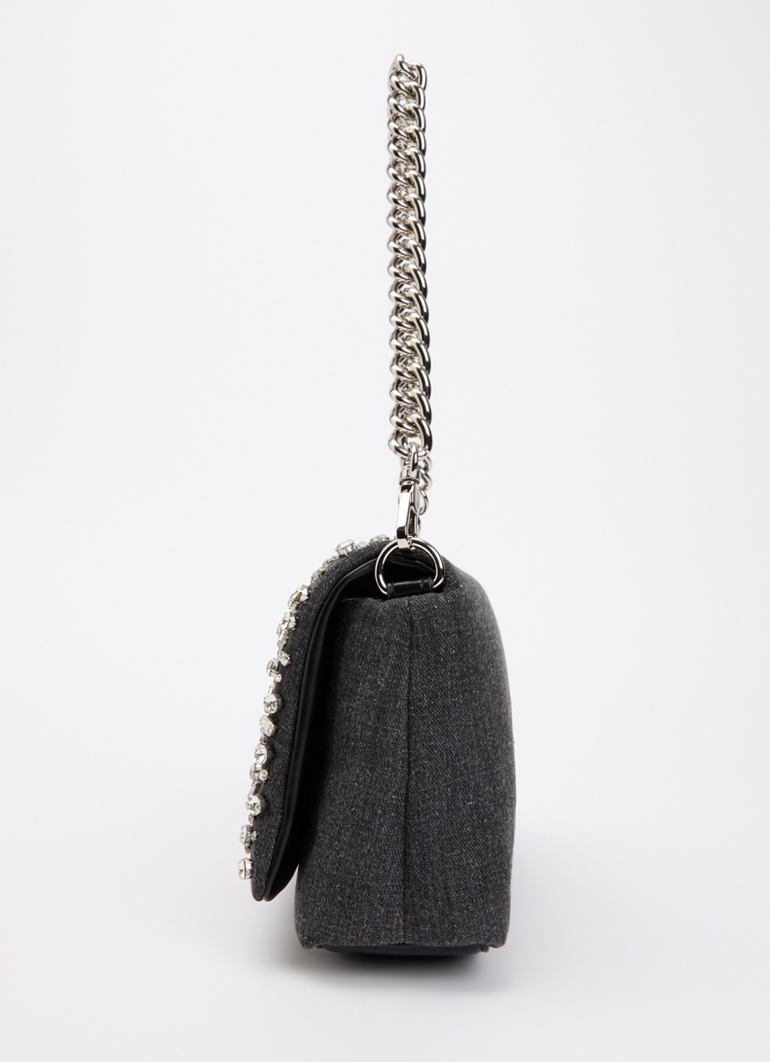 Liu Jo Schoudertas van denim met strass - detail 3 donkergrijs