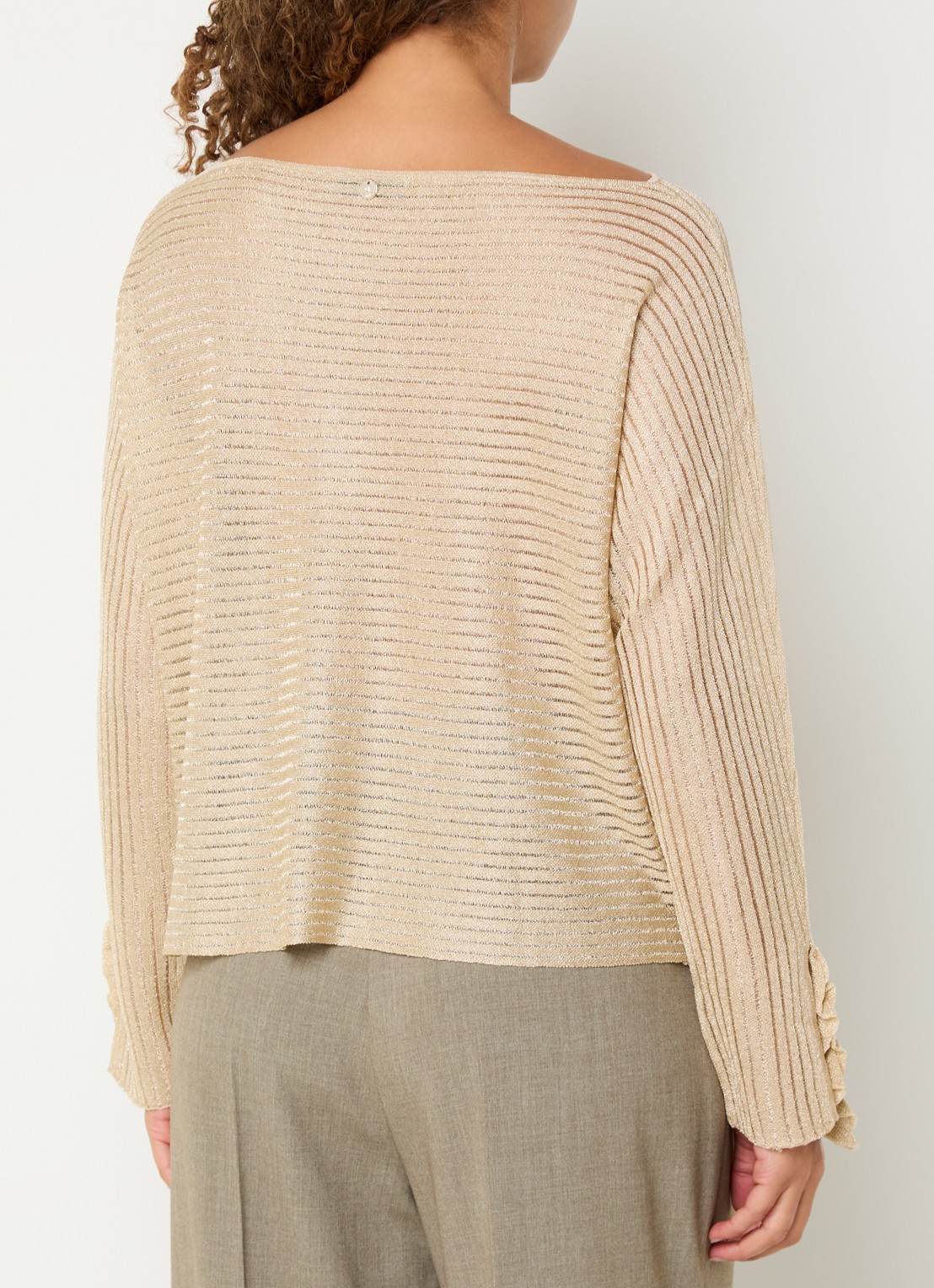 Liu Jo Semi-transparante fijngebreide trui met lurex - achterkant 3 beige
