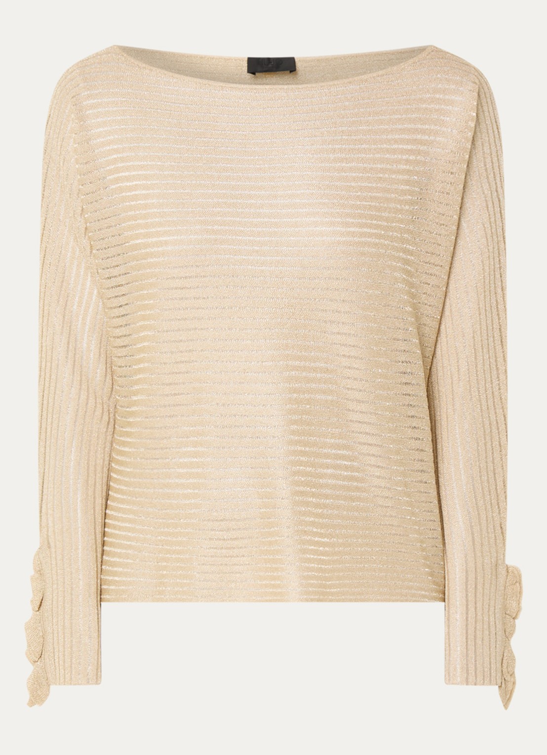 Liu Jo Semi-transparante fijngebreide trui met lurex - voorkant beige