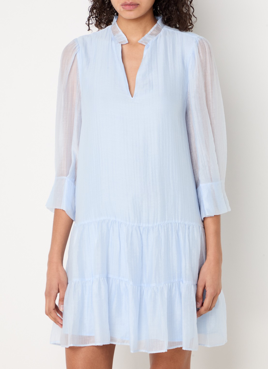Liu Jo Semi-transparante mini tuniekjurk met pofmouw - detail 3 lichtblauw