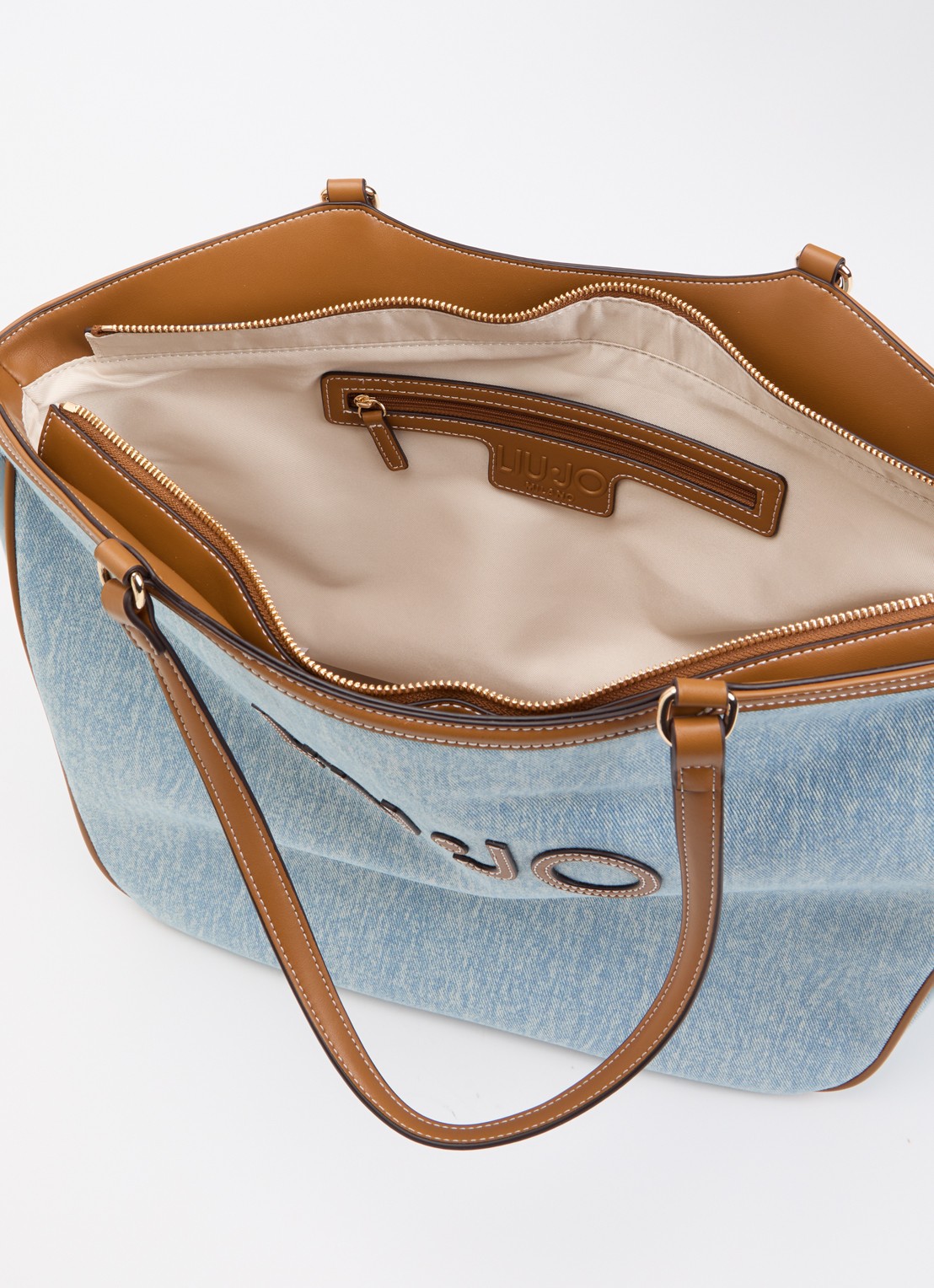 Liu Jo Shopper met logo - detail lichtblauw