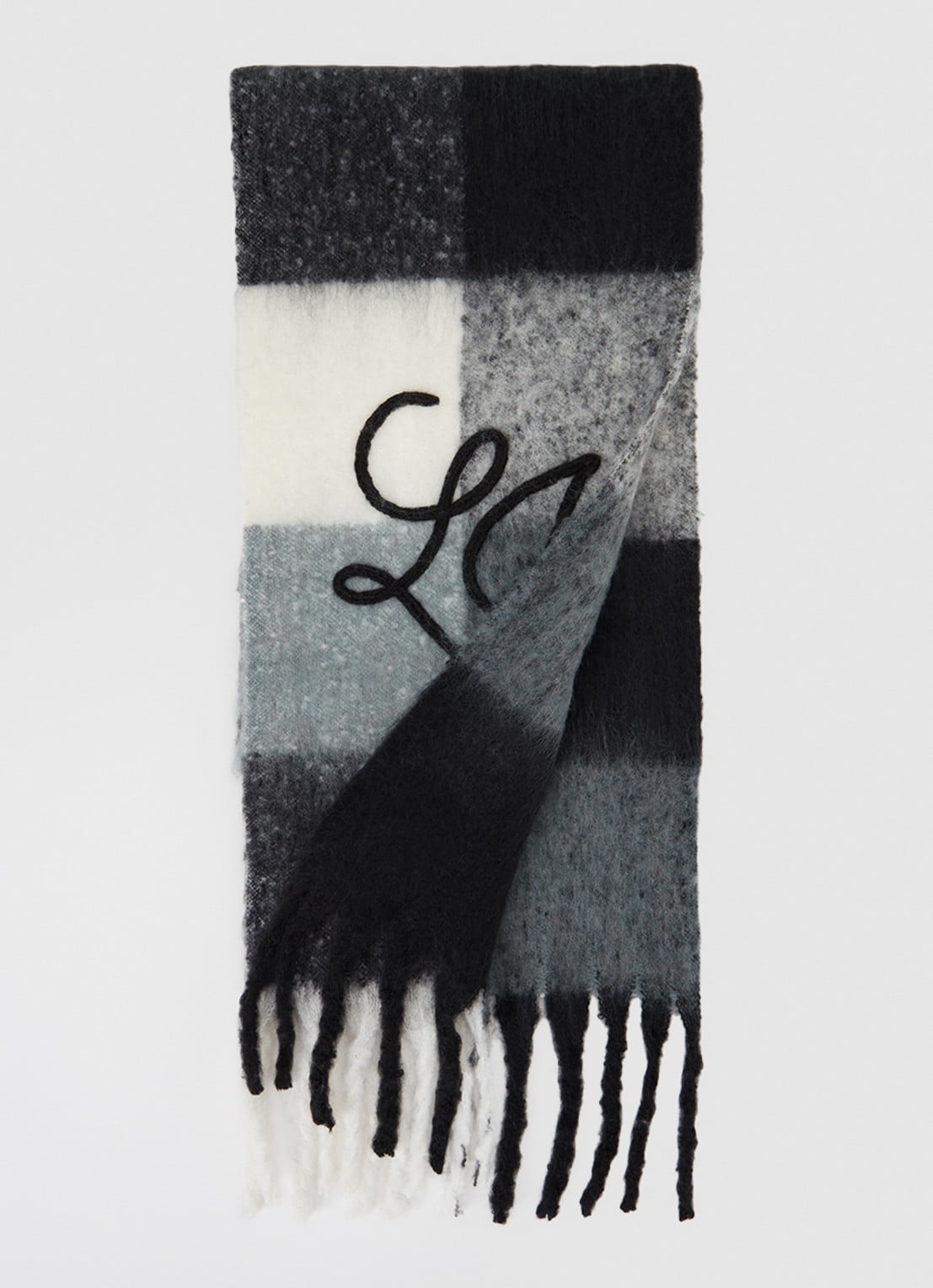 Liu Jo Sjaal in wolblend met logoborduring 195 x 30 cm - voorkant 3 blauwgrijs