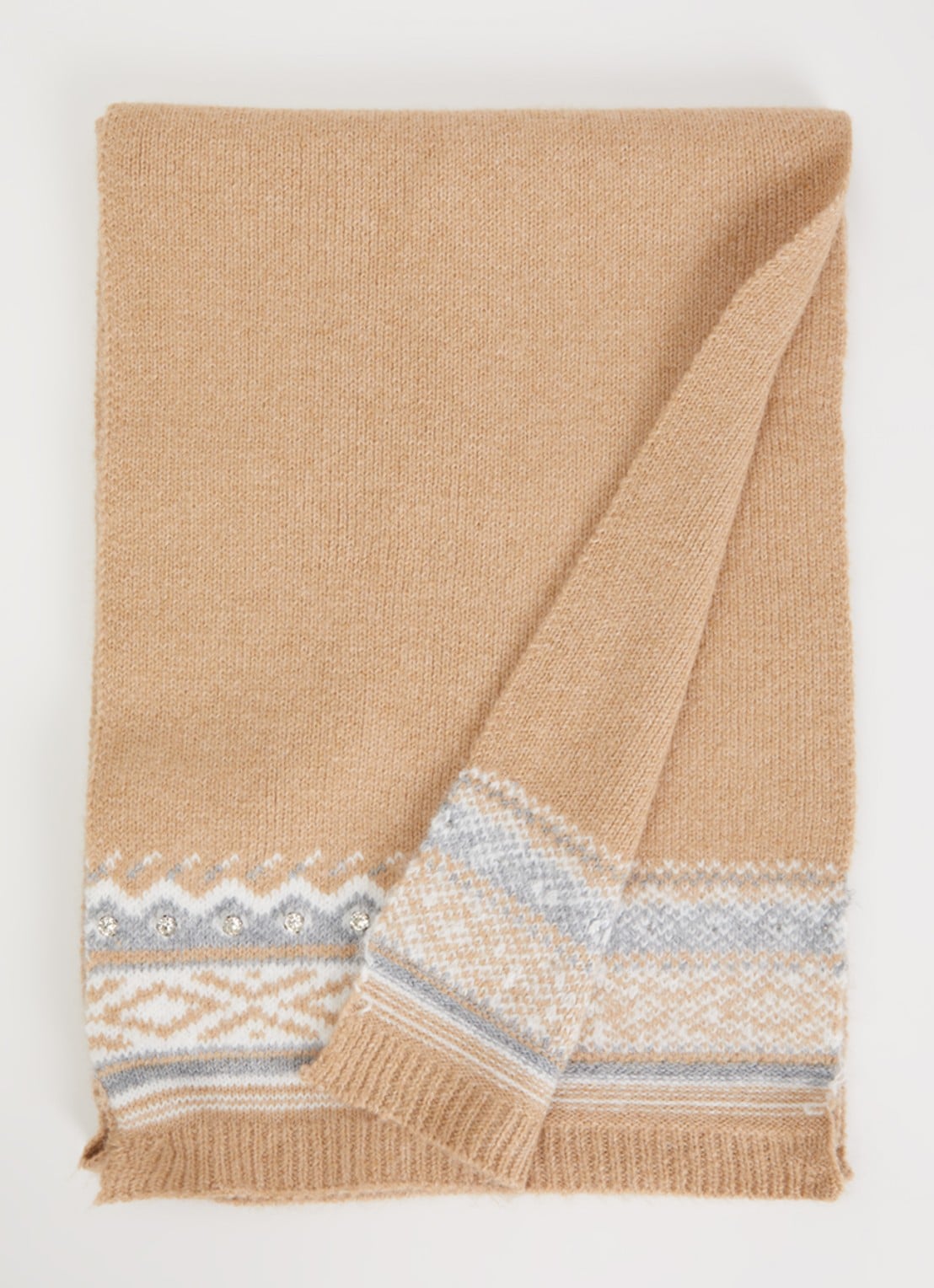 Liu Jo Sjaal met strass 180 x 33 cm  - voorkant camel