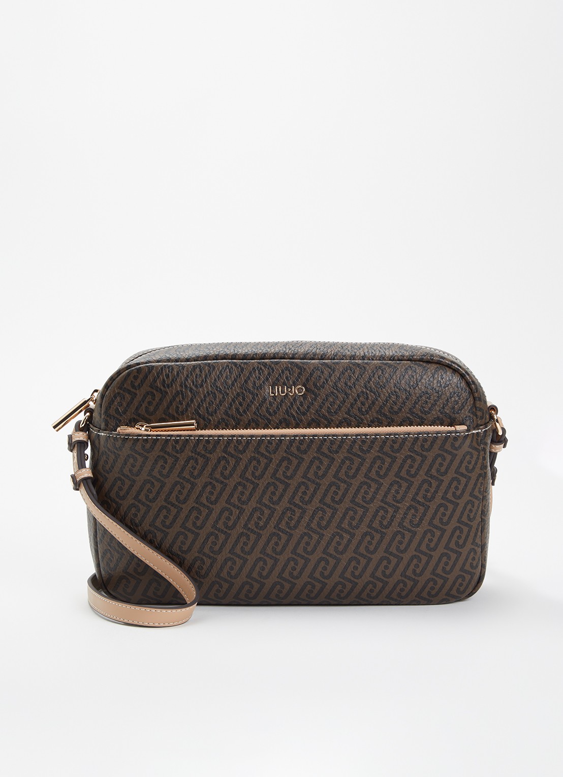 Liu Jo Small crossbodytas met logoprint - voorkant 2 donkerbruin
